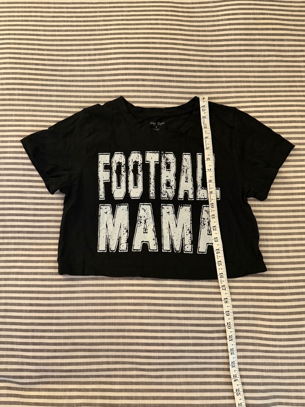 Black "Football Mama" Women's Crop Tee